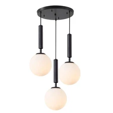 Lighting 3 Light Globe Cluster Pendant Light Modern Large Milk Glass Chandeli...