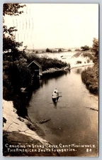 Canoeing Stony Creek Camp Miniwanca Shelby Michigan MI c1926 Real Photo RPPC