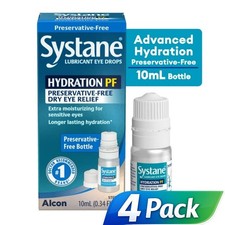 Systane Hydration PF Eye Drops   4 Pack   10 mL Each   Exp 01/2027
