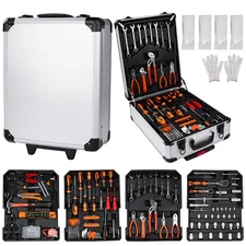 187pc Home Tool Kit Rolling Box Wrench Screwdriver Plier Handyman Repair