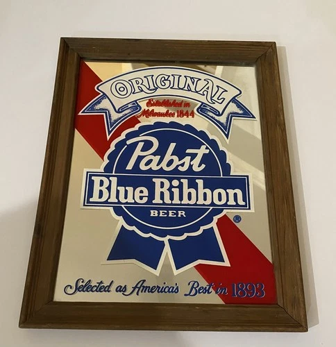 Vintage Pabst Blue Ribbon Beer Mirror Sign Original America's Best 13.75x10.5