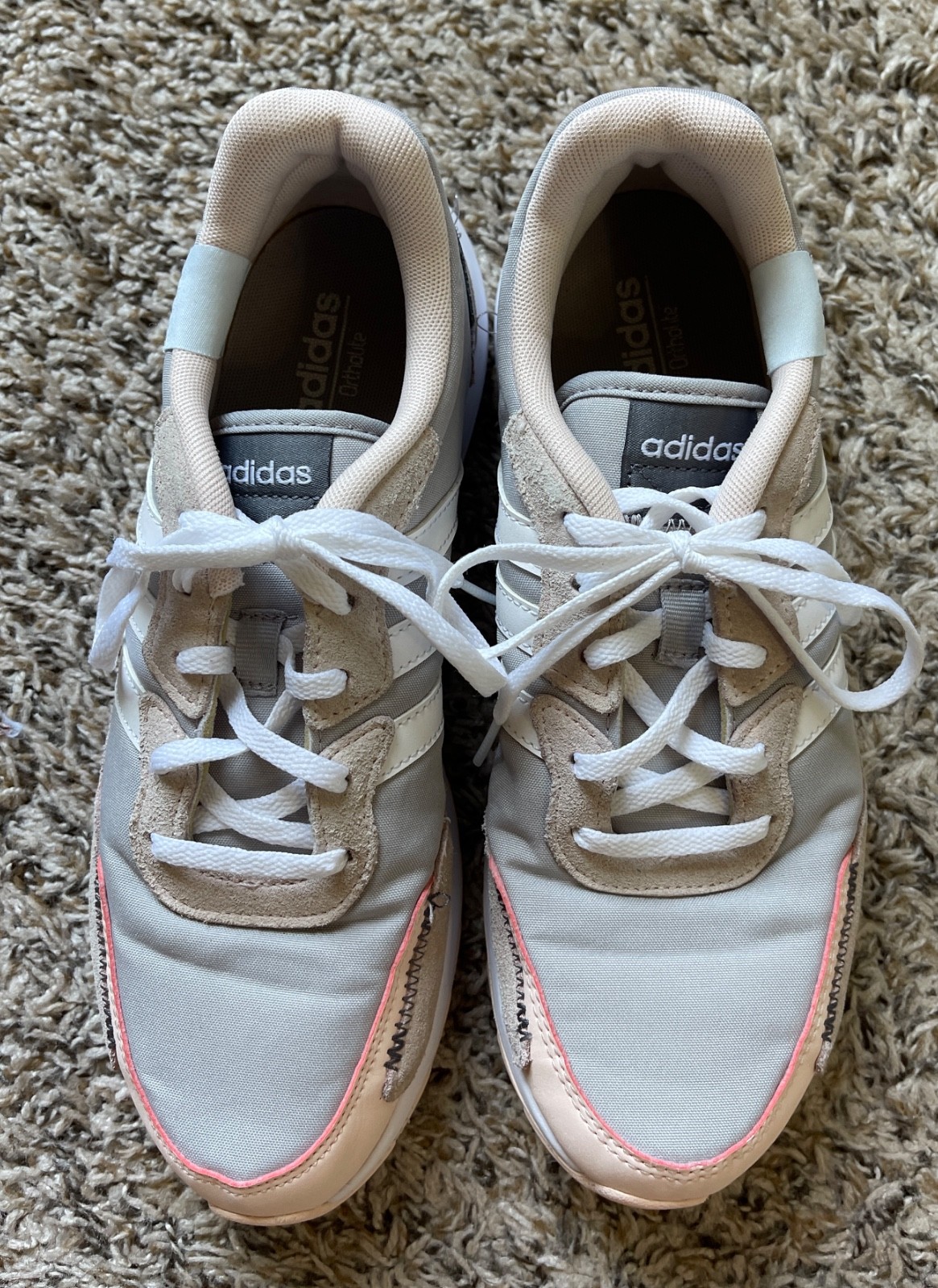 Women's adidas Retrorun Sneakers in Grey Pink Tint - Size 8.5