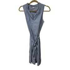 GAP Womens Blue White Striped Sleeveless V-Neck Ruffle Shift Dress Size S Belted