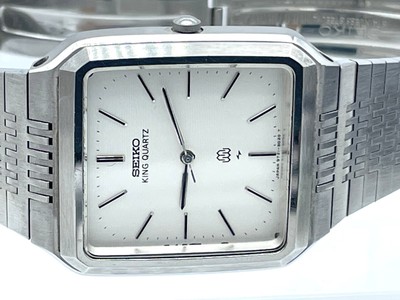 N MINT SEIKO KING QUARTZ Watch Twin Quartz White Dial 9721