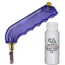 Rainbow Tungsten Carbide Pistol Grip Oil Fed Glass Cutter w/2oz.CJ's Cutting Oil