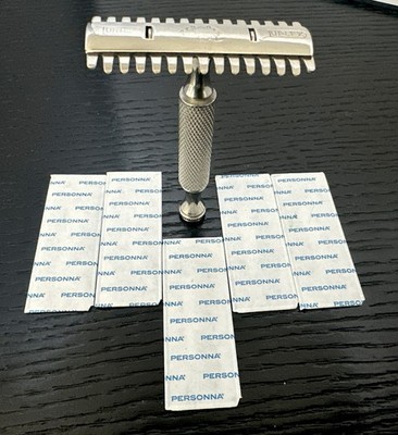 Vintage Durham DuBarry/Hoe Type/Nickel Plated Safety Razor-w/5 Personna Blades