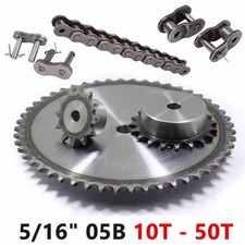 10T - 50T Roller Chain Sprockets B-Type 05B 5/16" Pitch 8mm Chain Link 45 Steel