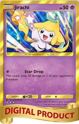 Pokemon Pocket TCG Card Gold Frame Jirachi Mega Rising Flair DIGITAL
