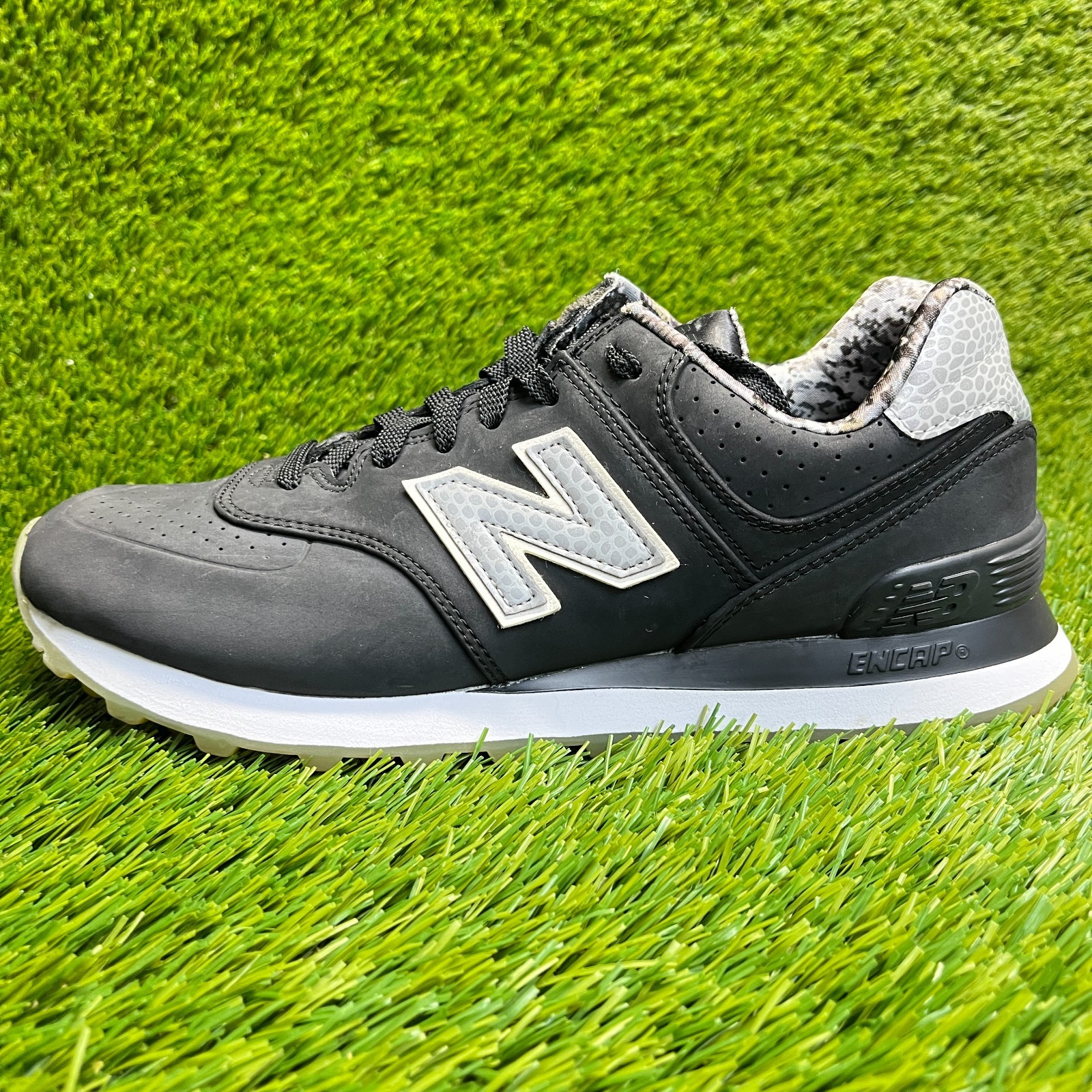 New Balance 574 Womens Size 9.5 Black Athletic Leather Walking Shoes Sneakers thumbnail 3