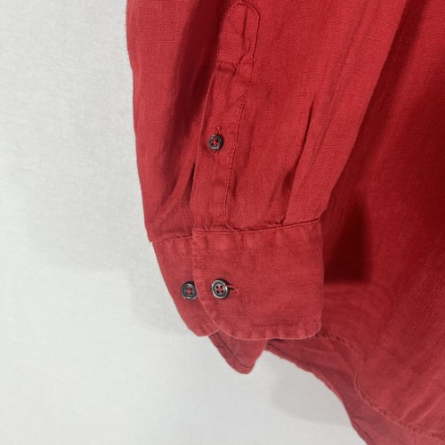 120% Lino Button Down Shirt Men’s Sz XXL Burnt Orange Relaxed 2X Made In Italy - Picture 4 of 13