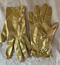 Vintage Hansen Ladies Dress Gloves Gold Lame Metallic Size 7.5