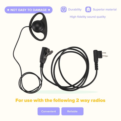 4X(2 Pin Advanced D Shape Clip-Ear Ptt Headset Earpiece Mic For 2 Way9417 - Zdjęcie 3 z 7