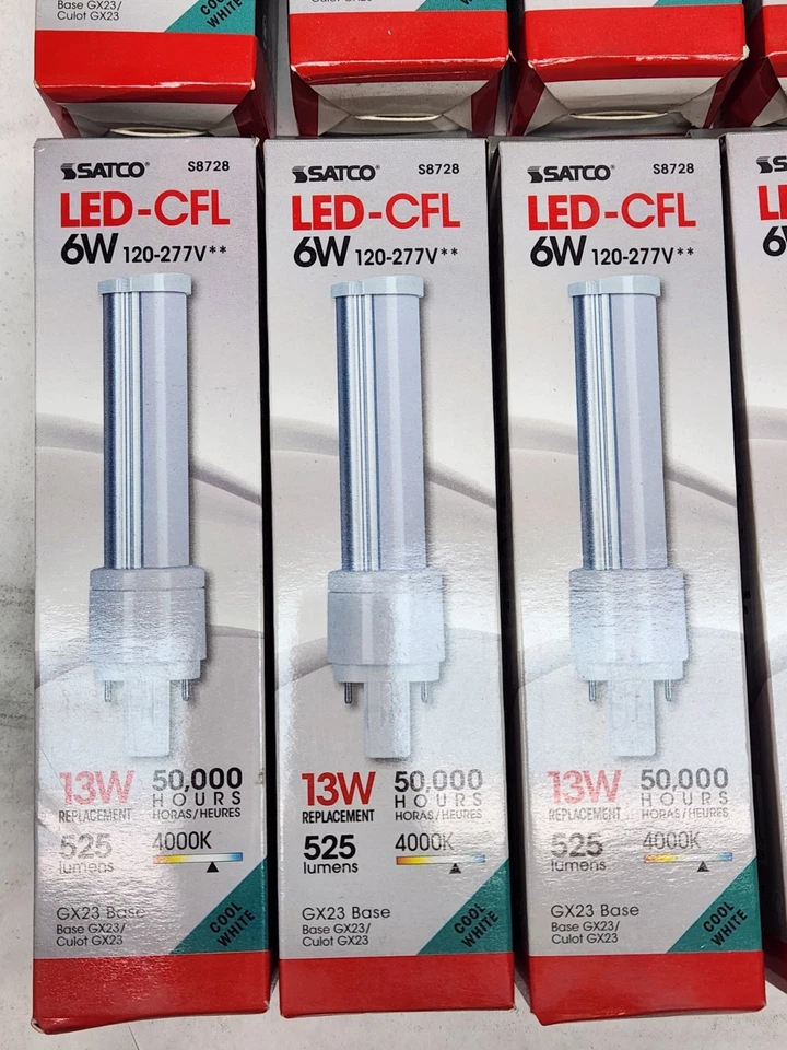 8 PCS - NEW Satco S8728 6W LED 2-PIN 4000K Cool White 600 Lumens GX23 120-277 - Image 2 of 4