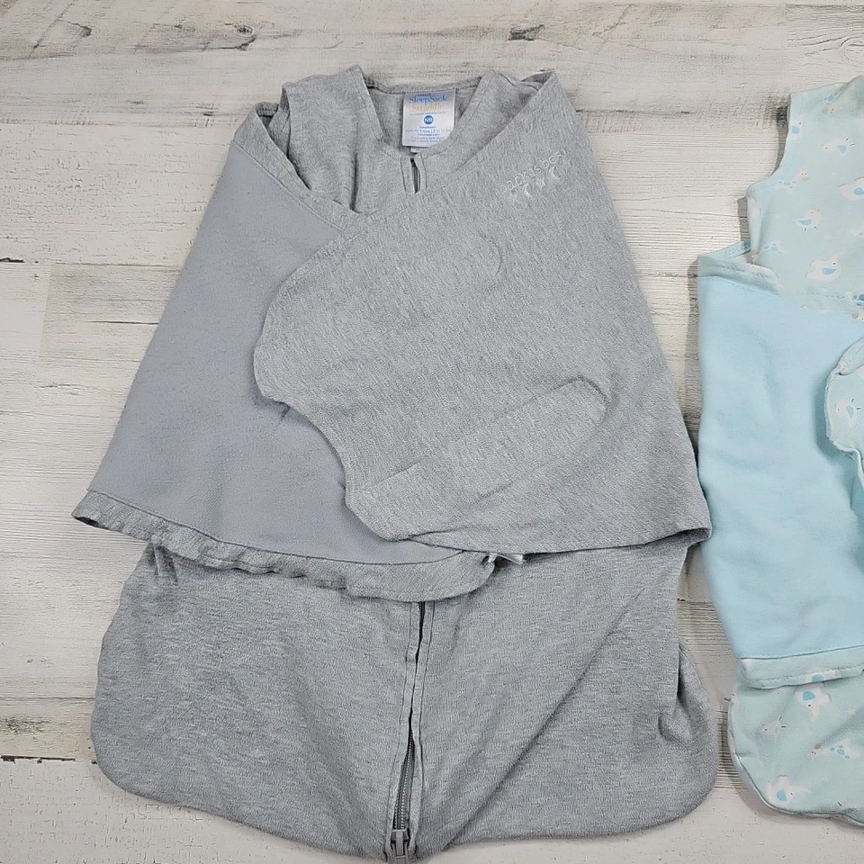 Halo Saco de Dormir Envoltura Lote de 2 NB Recién Nacido 0-3 Meses Elefantes Azules Estrellas Grises Foto 3 de 4