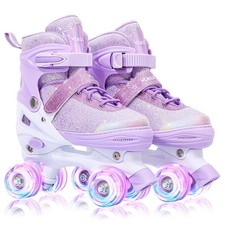 Roller Skates for Girls Kids Child Beginners, 4 Size Adjustable Light up Whee...