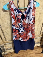 SCARLETT Blue With Floral Sleeveless Chiffon Blouson Dress Size 12 
