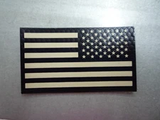 10 Pack Reverse USA Flag Tan on IR Magic Black Solas 3.5"X 2" MATT REJECT #395