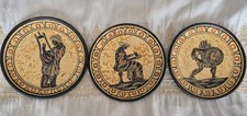 Set ot 3 vintage ceramic decorative Greek hand painted plates