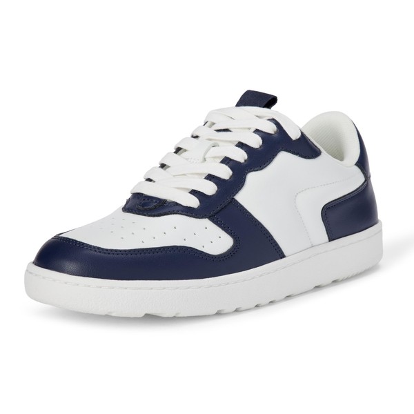 Damen Sneaker Low Top Court, Weiß Marineblau, 43 Eu, Amazon Essentials-image