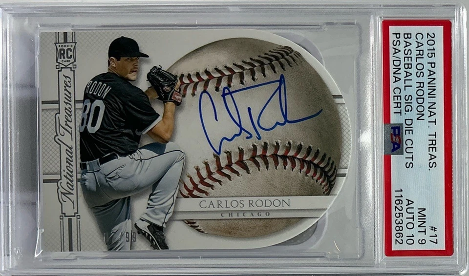 Carlos Rodon Rookie Auto PSA 9/10 - 2015 Panini National Treasures Die-Cut /99 Foto 3 de 4