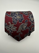 Hasting’s Bay Paisley Neck Tie Burgundy Navy 100% Silk Made In USA