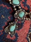VINTAGE STERLING SILVER TURQUOISE NAVAJO NATIVE AMER CAN NECKLACE BENCH BEADS? — photo 9