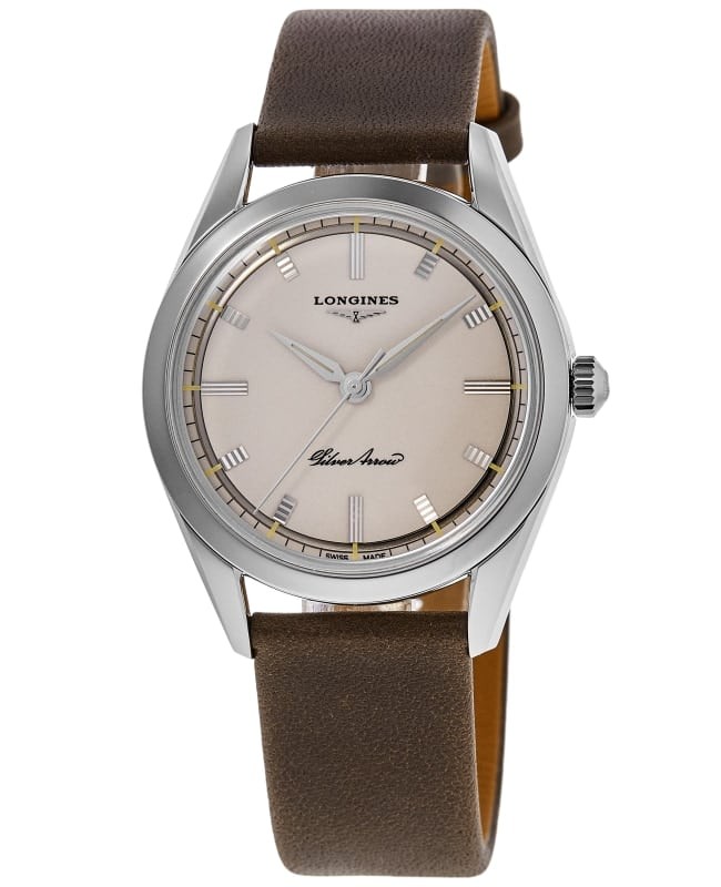 Longines Heritage Automatic Silver Dial Leather Strap Mens Watch L2.834.4.72.2