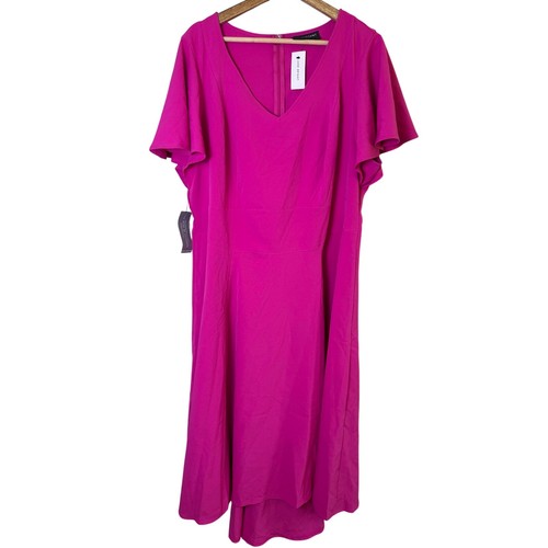 Abito midi Lane Bryant Lena scollo a V rosa manica svasata taglia 20 nuovo con etichetta prezzo ebay