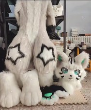 Fursuit Long Haired Husky Cat DogFox Costume Party Halloween Role Playing