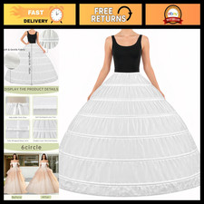 6 Hoop Skirt Crinoline Petticoat for Women - Long Underskirt, Full Volume Dress