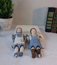 VTG 1980s Midwest of Cannon Falls Ceramic Bisque Rag Doll Ornament Set; W/ Tags!
