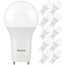 Sunco 10 Pack GU24 LED Bulb A19, 2 Prong, 800 LM, 9W 60W White 4K