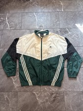 Adidas Vintage Full Zip Colorblock Track Jacket Hooded Windbreaker Green XL