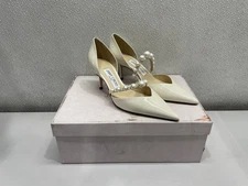 Jimmy Choo Aurelie 65 Patent Leather Pointed Pumps Women's US 6, Latte/White