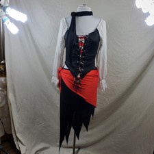 Costume Pirate Queen Women's One Size Skirt Sash Laced Blouse Headband Halloween