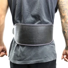 Last Punch 6"" Black Leather Padded Weight Lifting Belt Durable Fitness Support