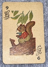 Vintage Animal Rummy Card by Russell Card Games - Replacement 9 Squirrel Card