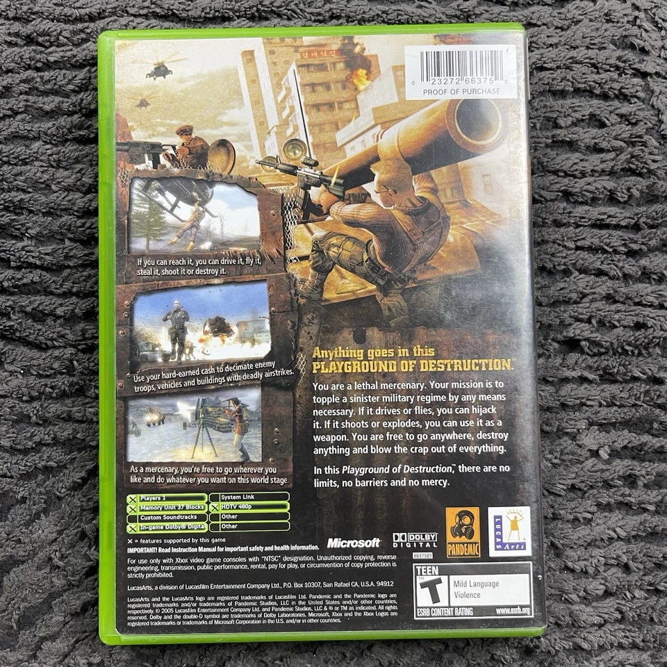 Mercenaries: Playground of Destruction (Microsoft Xbox, 2005) Complete CIB - Image 4 of 4