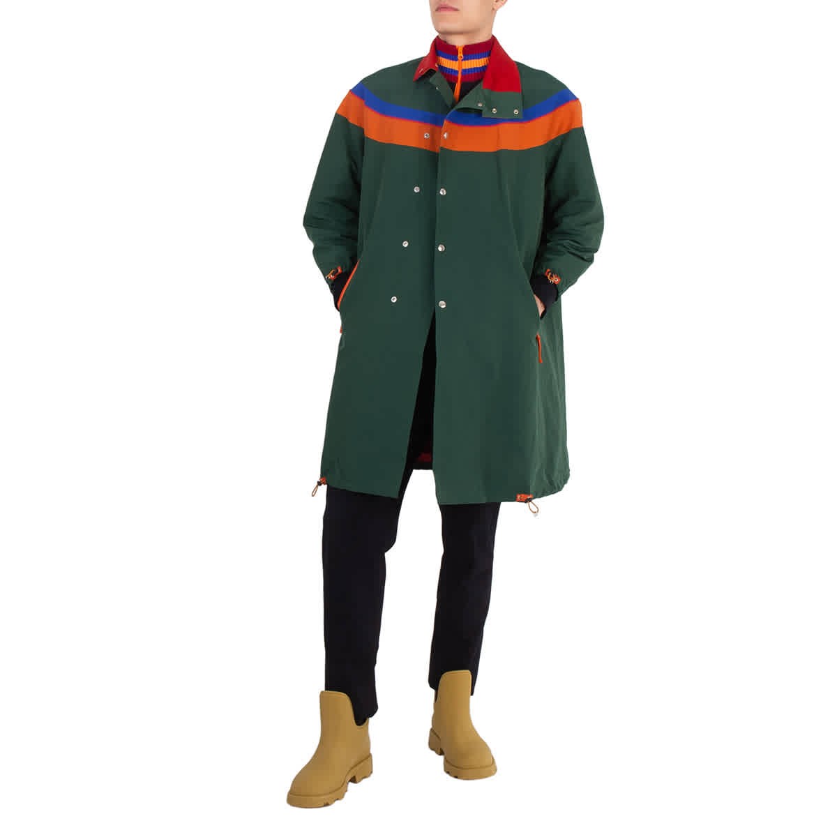 Мужская длинная куртка из нейлона Kolor Beacon зеленого цвета с цветными блоками, фирменный размер 1 (маленький)