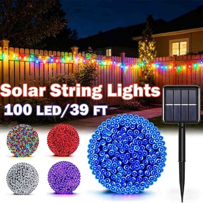 Solar String Lights Outdoor Waterproof, 39Ft 100 LED Solar Lights with 8 Modes