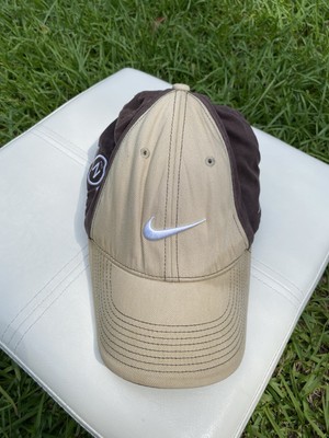 Vintage Nike One 5Q Brown Beige NikeGolf Swoosh Logo Hat Dad Cap M/L Rare