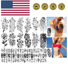 82 Sheets 3D Flowers Temporary Tattoos for Women Adult, Including 12 Sheets L...