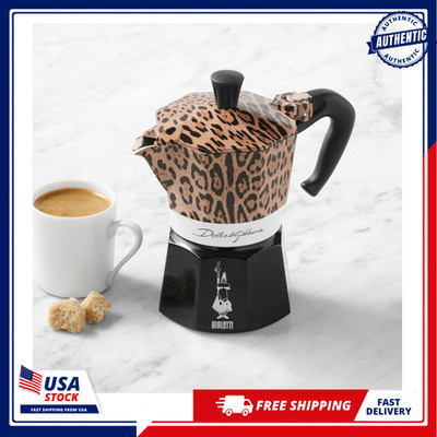 Bialetti Dolce & Gabbana Moka Pot Leopardo 3/6 Cup 4.4 oz Stovetop Espresso