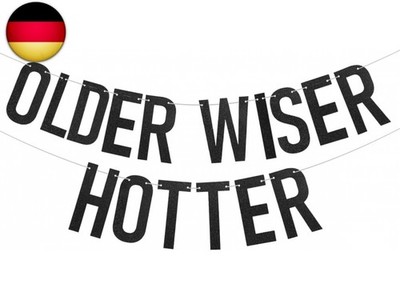 Cadimus Schwarz Glitzer Geburtstags Girlande,Older Wiser Hotter,Deko Geburtstag