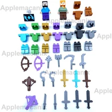 NEW Authentic LEGO Minecraft Steve Alex Figs Helmet Breastplate Sets, Sword Bow