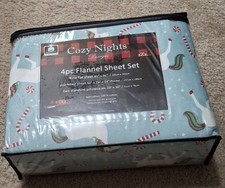 Cozy Nights 4 Pc Flannel Sheet Set Size Full Christmas Unicorn
