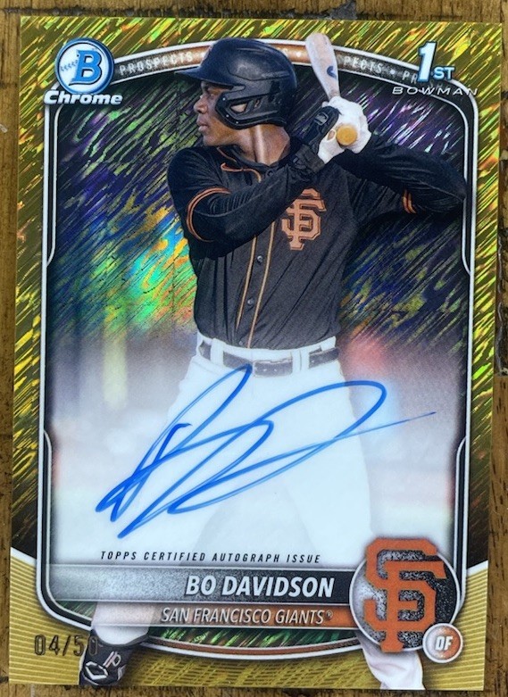 2025 Bowman Chrome Bo Davidson 1st Gold Shimmer Auto /50 #CPA-BD Giants
