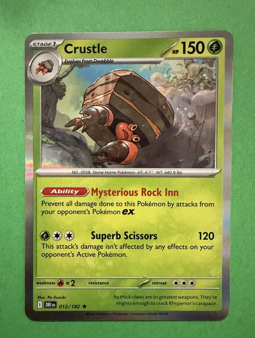Crustle 12/182 Holo Destined Rivals Pokemon TCG Card Near Mint Free Shipping