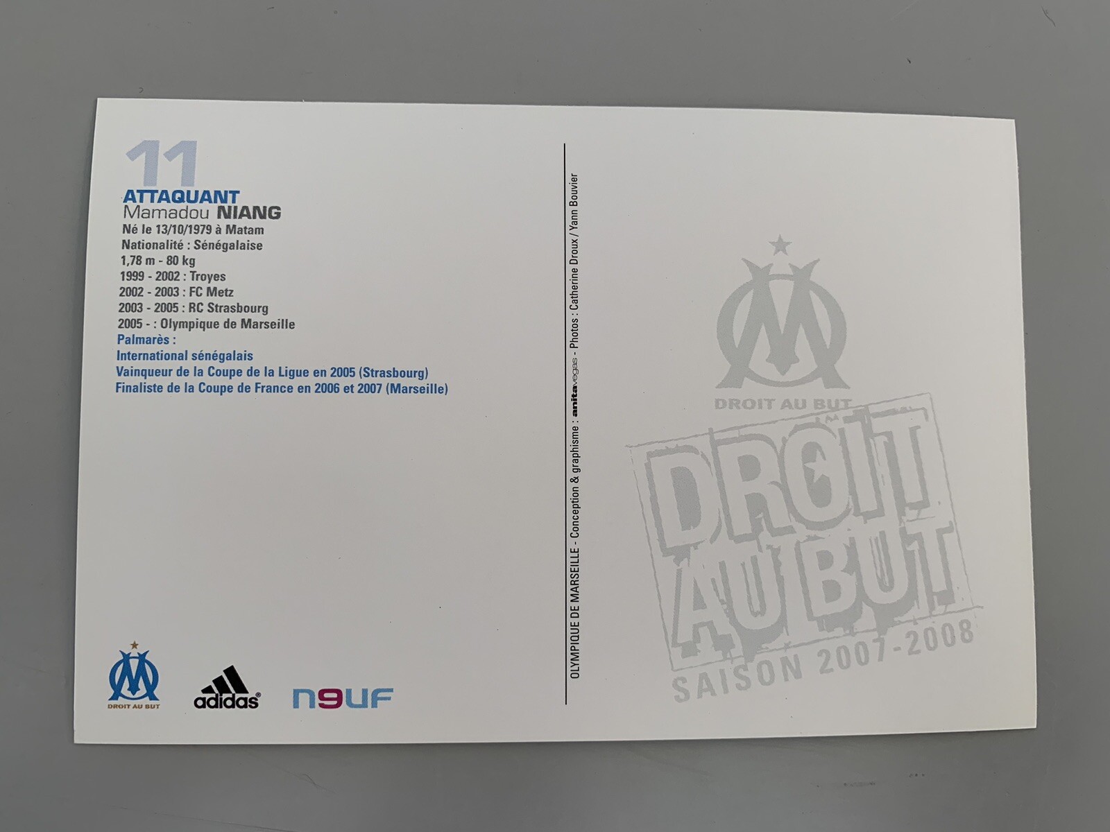 Carte Collection Mamadou Niang – OM Olympique De Marseille – Saison 2007-2008