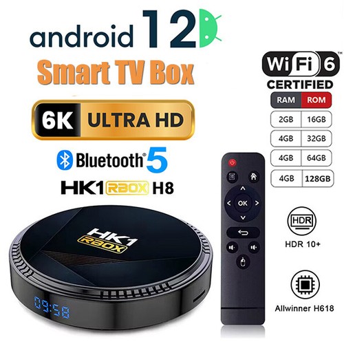HK1 RBOX Smart TV Box Android12.0 6K HDR10+ Reproductor multimedia doble WIFI6 BT5.0 J2F0 - Imagen 2 de 26